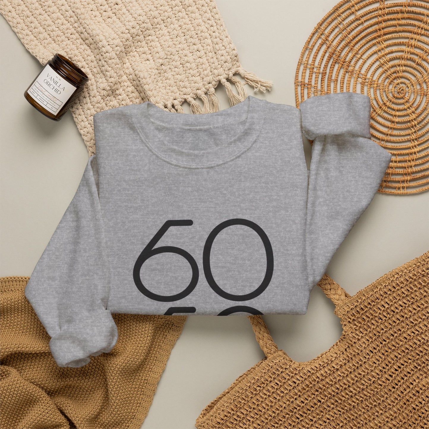60 for Life Crewneck Sweatshirt — Minimalist 60/60 Graphic