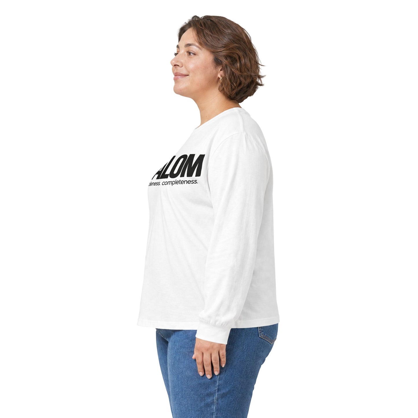 Shalom Long Sleeve Tee — 'Shalom: peace. wholeness. completeness.' Classic White Shirt